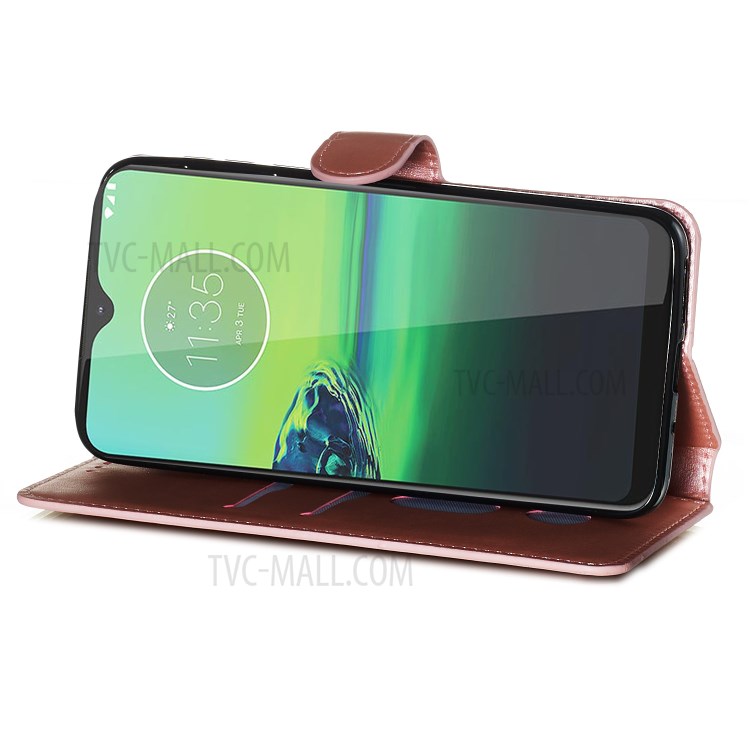 Leather Stand Case with Card Slots for Motorola Moto G8 Play / One Macro - Rose Gold-3