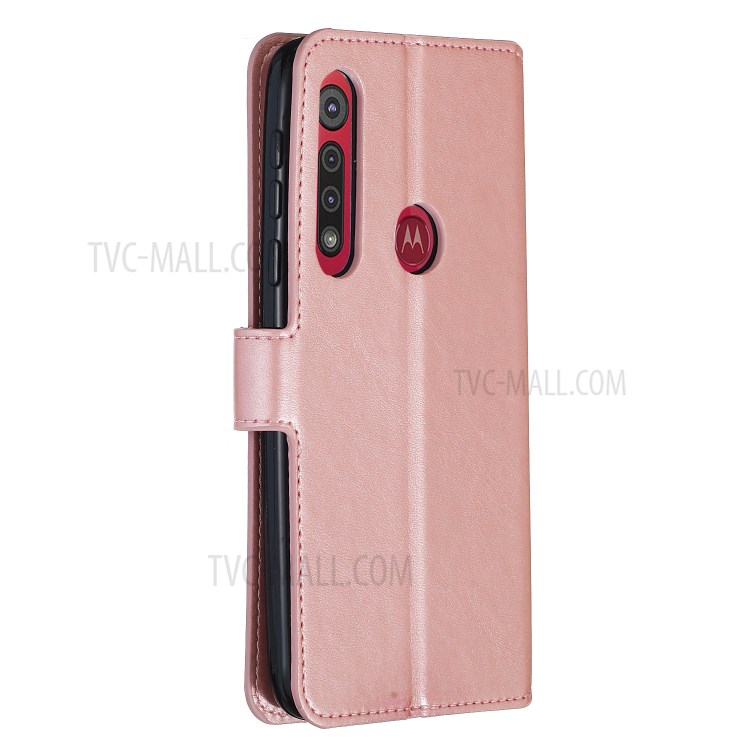 Leather Stand Case with Card Slots for Motorola Moto G8 Play / One Macro - Rose Gold-5