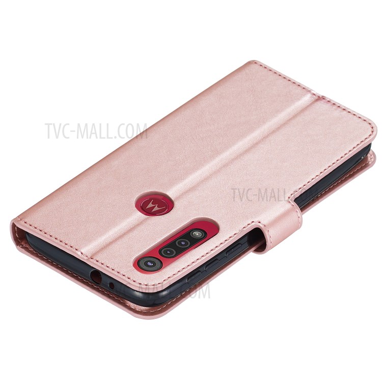 Leather Stand Case with Card Slots for Motorola Moto G8 Play / One Macro - Rose Gold-7
