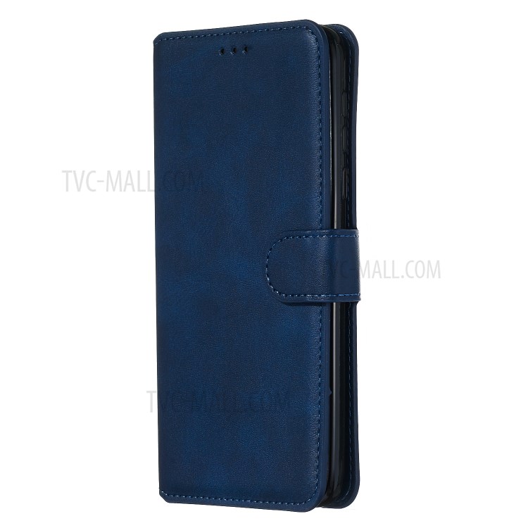 Leather Stand Case with Card Slots for Motorola Moto G8 Play / One Macro - Blue-4