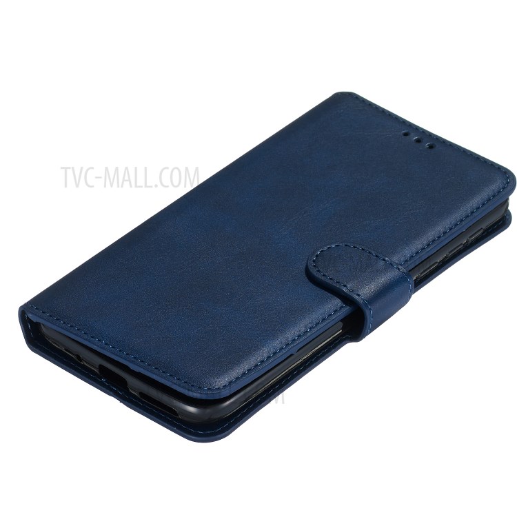 Leather Stand Case with Card Slots for Motorola Moto G8 Play / One Macro - Blue-6