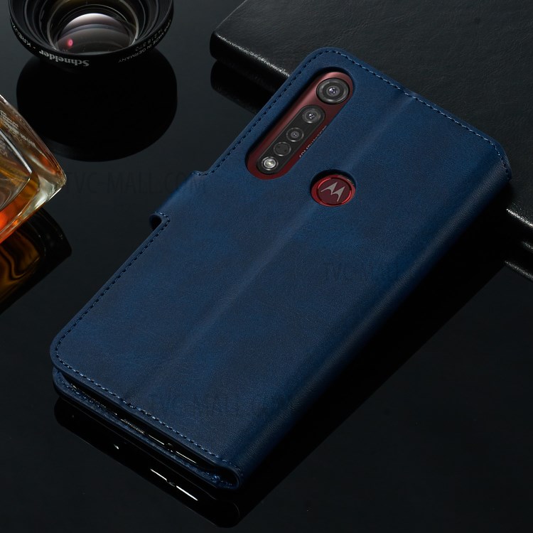 Wallet Leather Stand Case for Motorola Moto G8 Plus - Blue-14