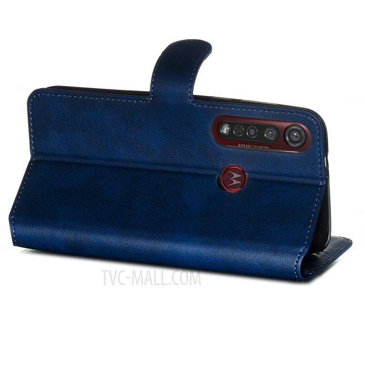 Wallet Leather Stand Case for Motorola Moto G8 Plus - Blue-2