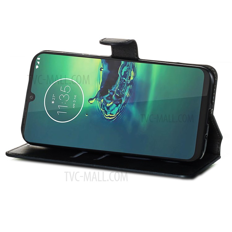 Wallet Leather Stand Case for Motorola Moto G8 Plus - Blue-3