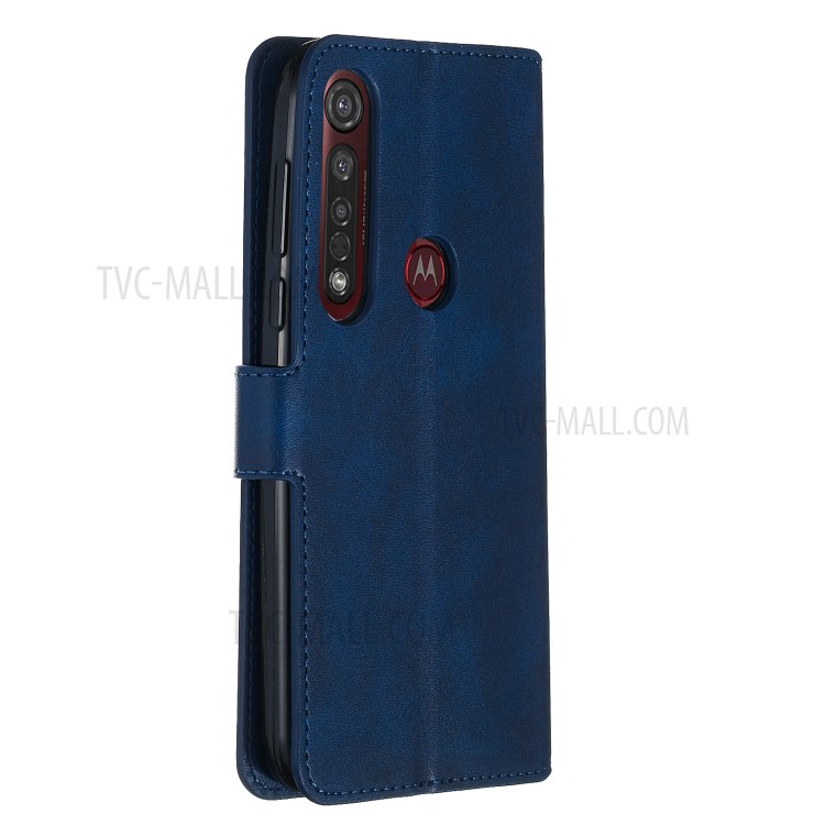 Wallet Leather Stand Case for Motorola Moto G8 Plus - Blue-5