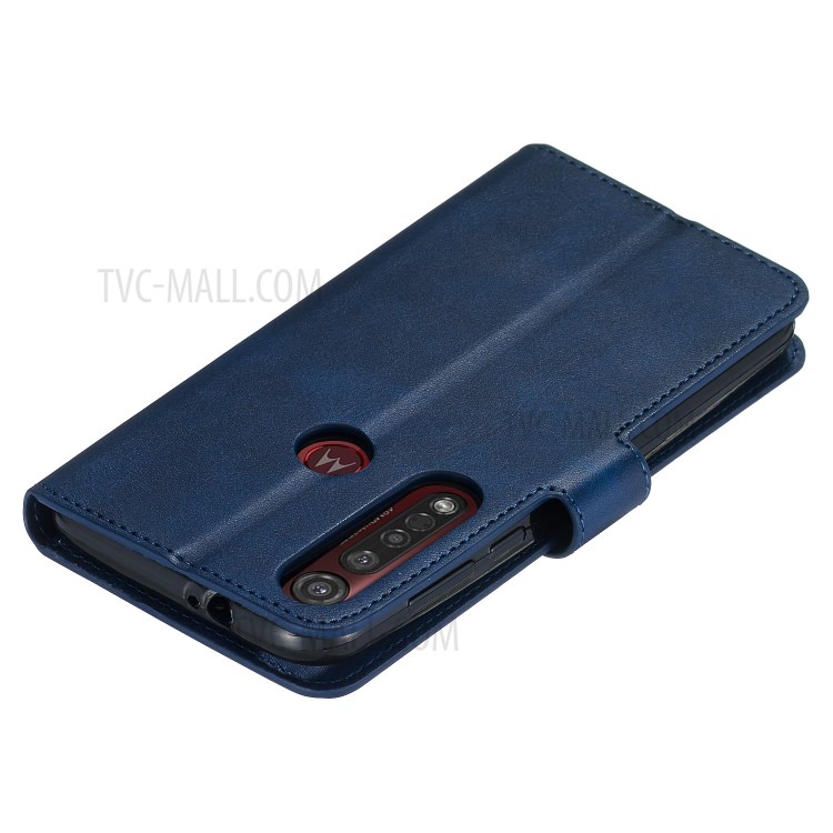 Wallet Leather Stand Case for Motorola Moto G8 Plus - Blue-7