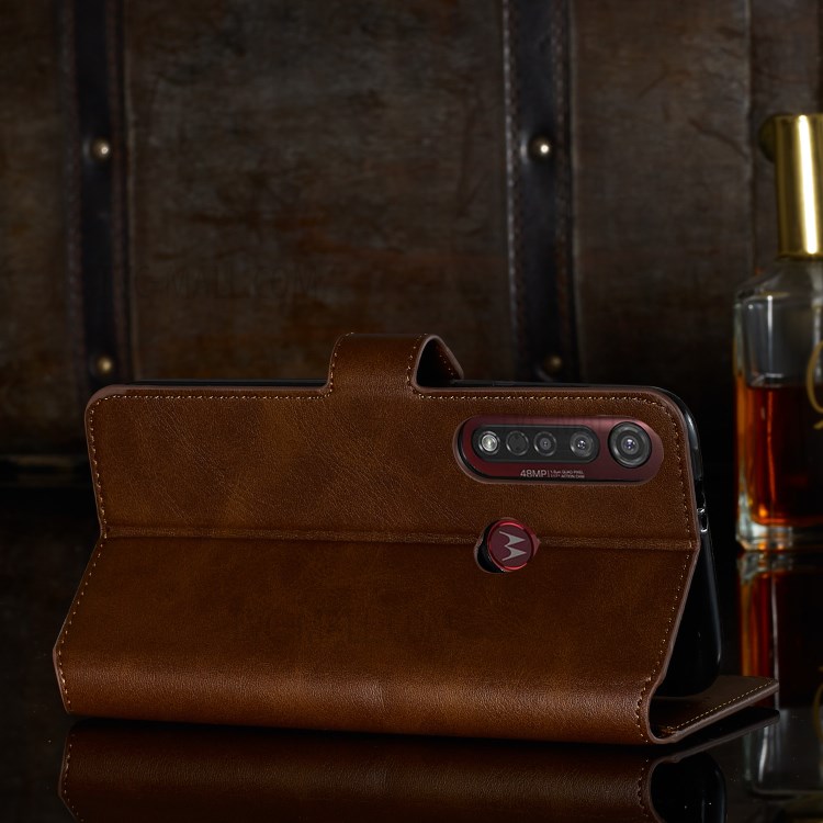 Wallet Leather Stand Case for Motorola Moto G8 Plus - Brown-15