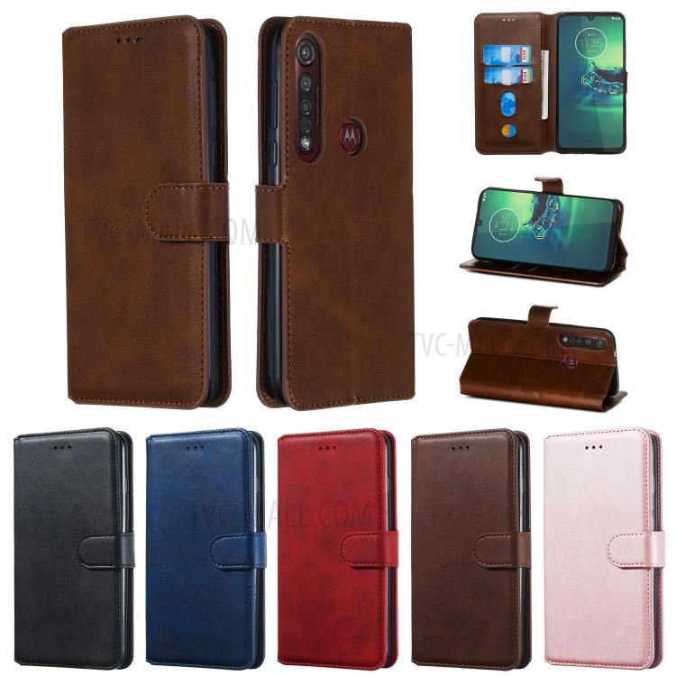 Wallet Leather Stand Case for Motorola Moto G8 Plus - Brown-17