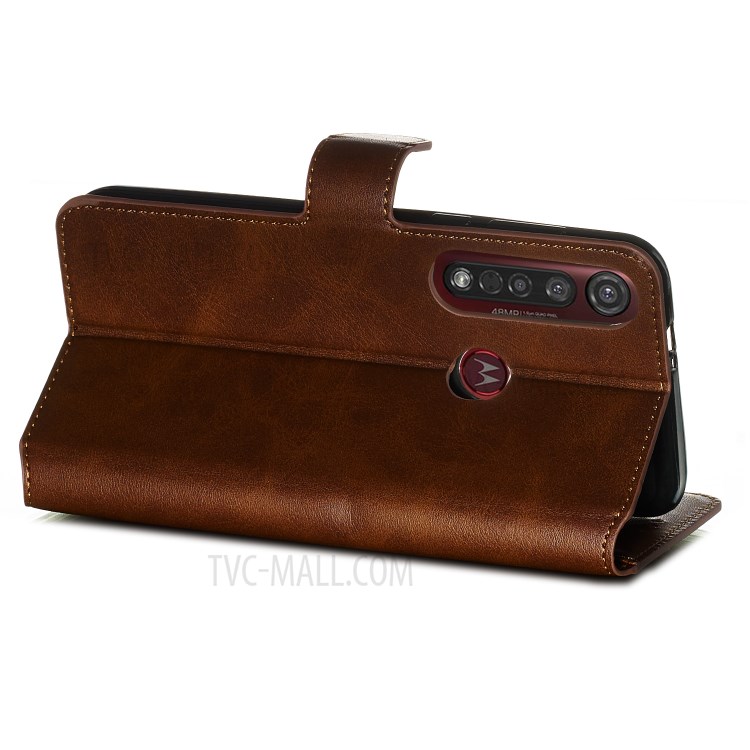 Wallet Leather Stand Case for Motorola Moto G8 Plus - Brown-2