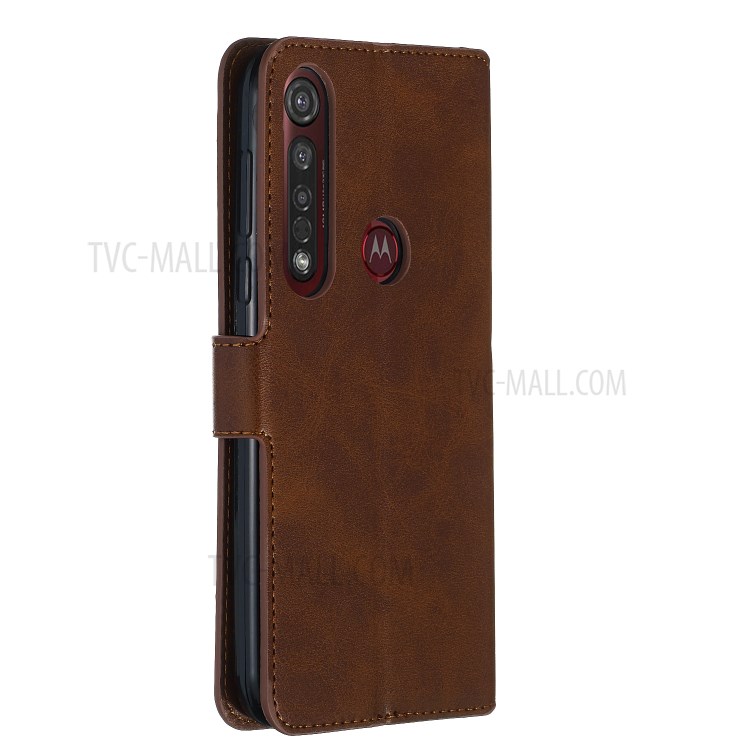 Wallet Leather Stand Case for Motorola Moto G8 Plus - Brown-5