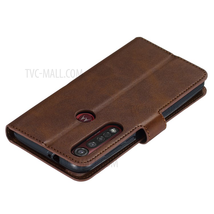 Wallet Leather Stand Case for Motorola Moto G8 Plus - Brown-7
