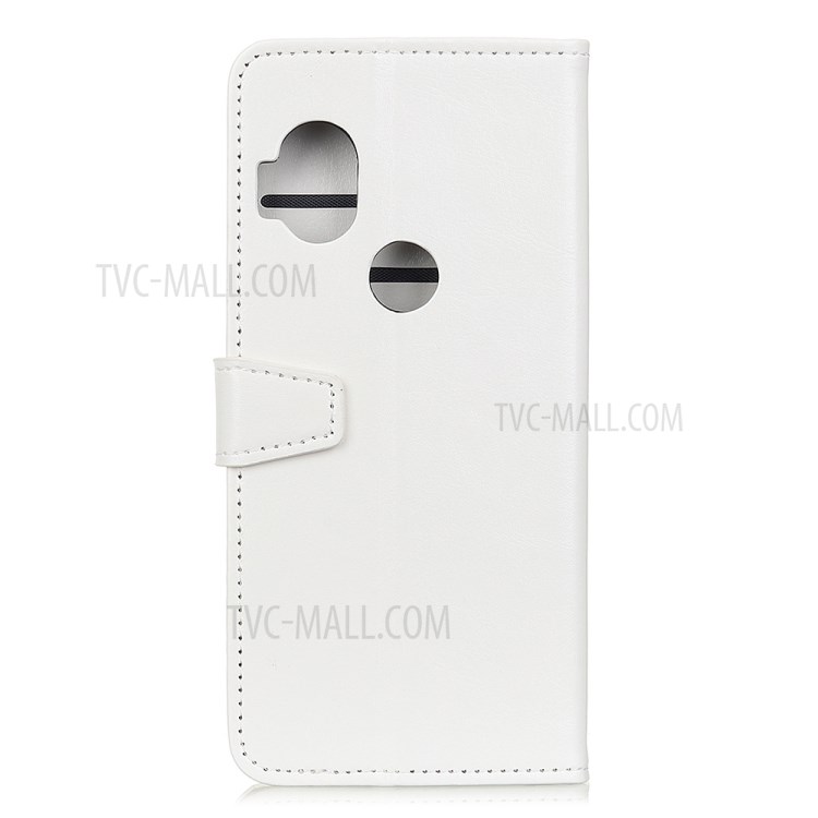 Crazy Horse Leather Wallet Stand Case for Motorola One Hyper - White-10
