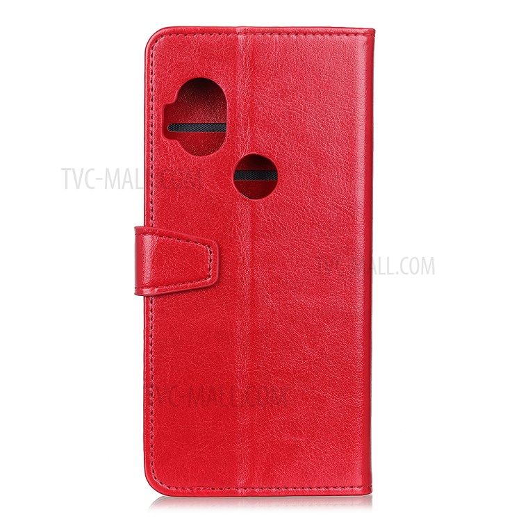 Crazy Horse Leather Wallet Stand Case for Motorola One Hyper - Red-10