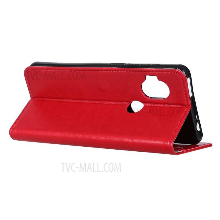 Crazy Horse Leather Wallet Stand Case for Motorola One Hyper - Red-11