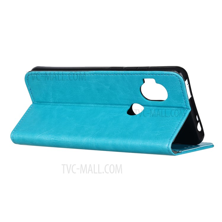 Crazy Horse Leather Wallet Stand Case for Motorola One Hyper - Blue-11