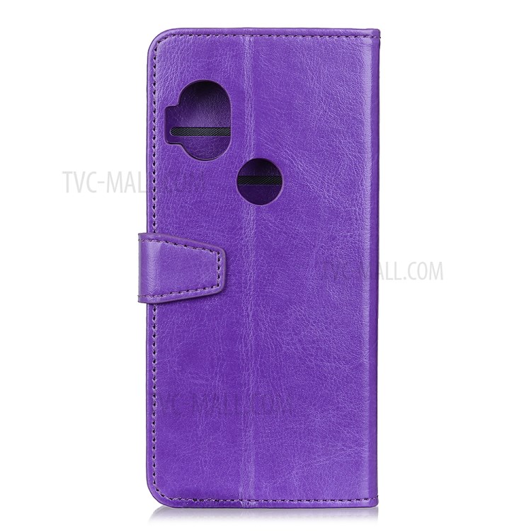 Crazy Horse Leather Wallet Stand Case for Motorola One Hyper - Purple-10