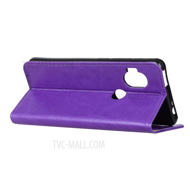 Crazy Horse Leather Wallet Stand Case for Motorola One Hyper - Purple-11