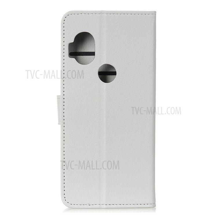Litchi Skin Wallet Leather Stand Case for Motorola One Hyper - White-10