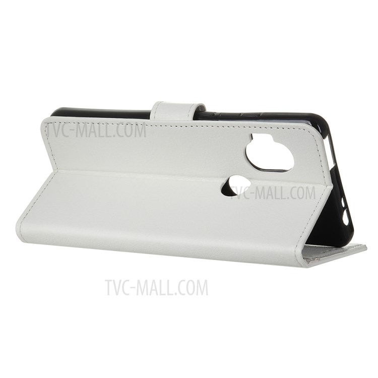 Litchi Skin Wallet Leather Stand Case for Motorola One Hyper - White-11