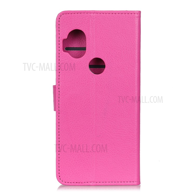 Litchi Skin Wallet Leather Stand Case for Motorola One Hyper - Rose-10