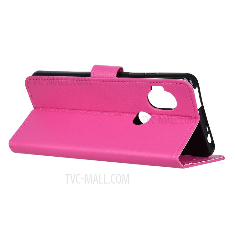 Litchi Skin Wallet Leather Stand Case for Motorola One Hyper - Rose-11