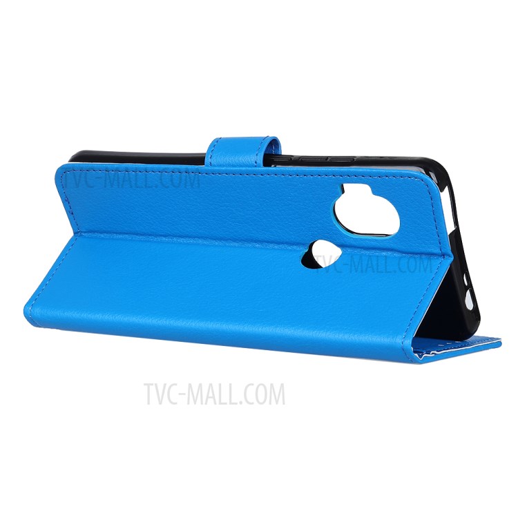 Litchi Skin Wallet Leather Stand Case for Motorola One Hyper - Blue-11