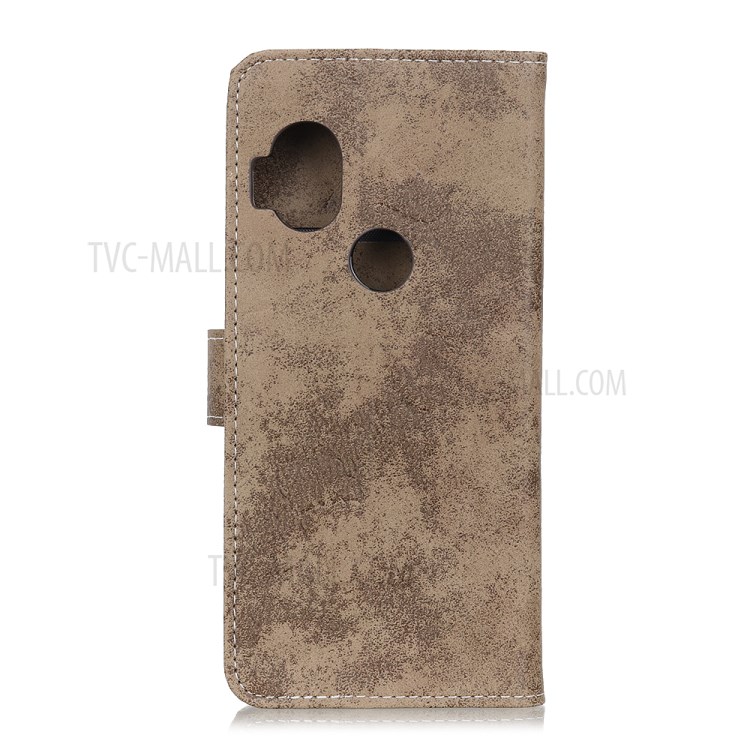 Vintage Style PU Leather Wallet Stand Mobile Case for Motorola One Hyper - Khaki-10