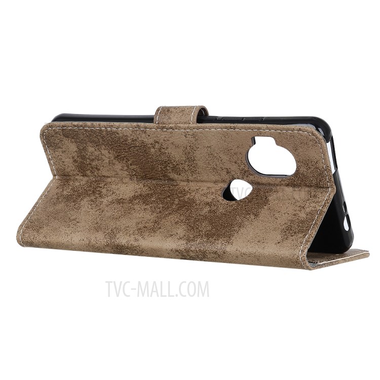 Vintage Style PU Leather Wallet Stand Mobile Case for Motorola One Hyper - Khaki-11