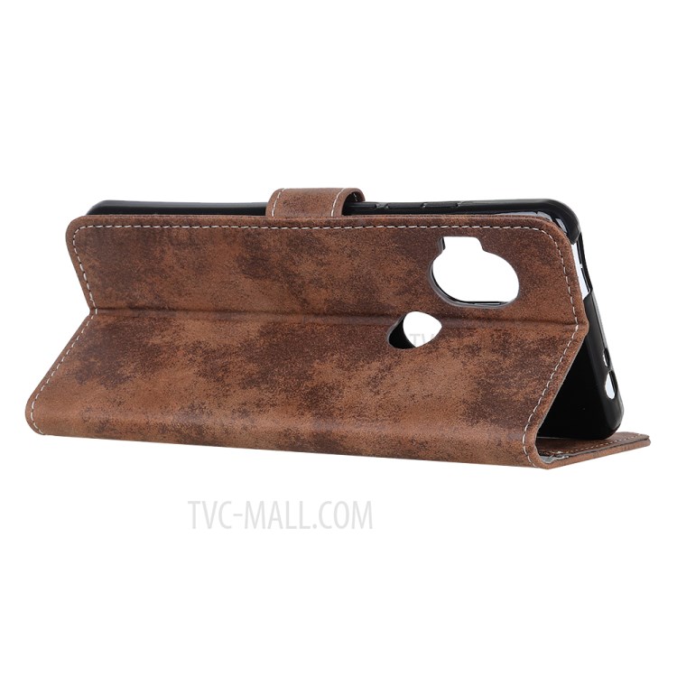 Vintage Style PU Leather Wallet Stand Mobile Case for Motorola One Hyper - Brown-11