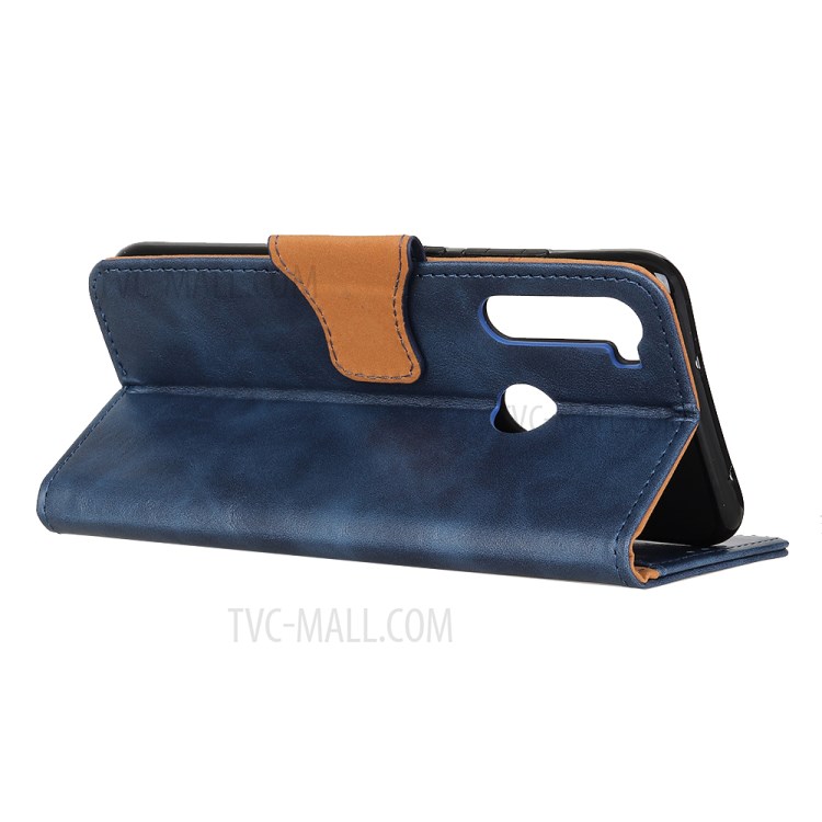 Crazy Horse Skin with Wallet Leather Stand Cover for Motorola Moto G8 Power - Blue-11