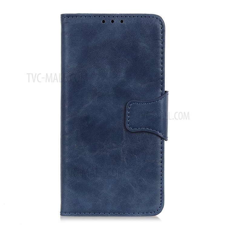 Crazy Horse Skin with Wallet Leather Stand Cover for Motorola Moto G8 Power - Blue-2