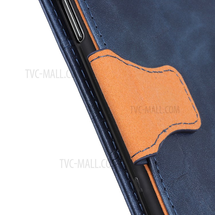 Crazy Horse Skin with Wallet Leather Stand Cover for Motorola Moto G8 Power - Blue-4