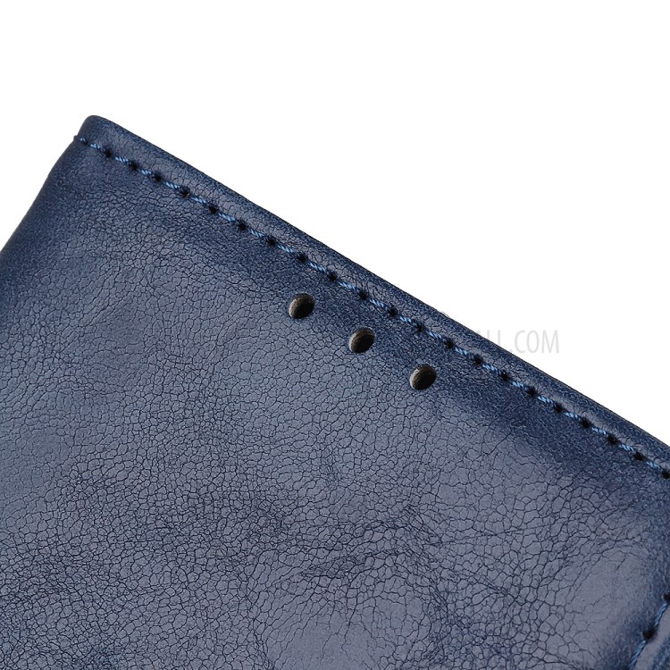 Crazy Horse Skin with Wallet Leather Stand Cover for Motorola Moto G8 Power - Blue-5