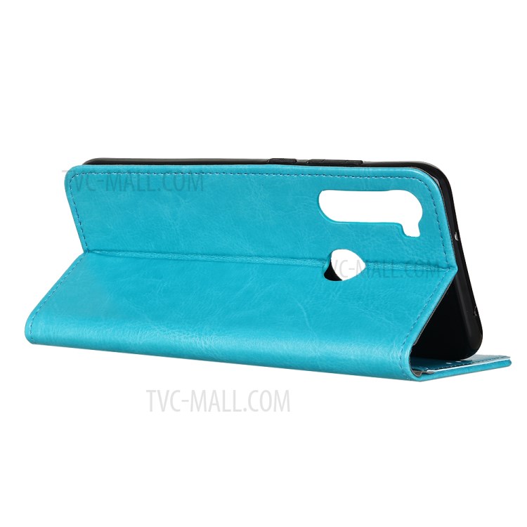 Crazy Horse Wallet Stand Leather Shell for Motorola Moto G8 Power - Blue-10
