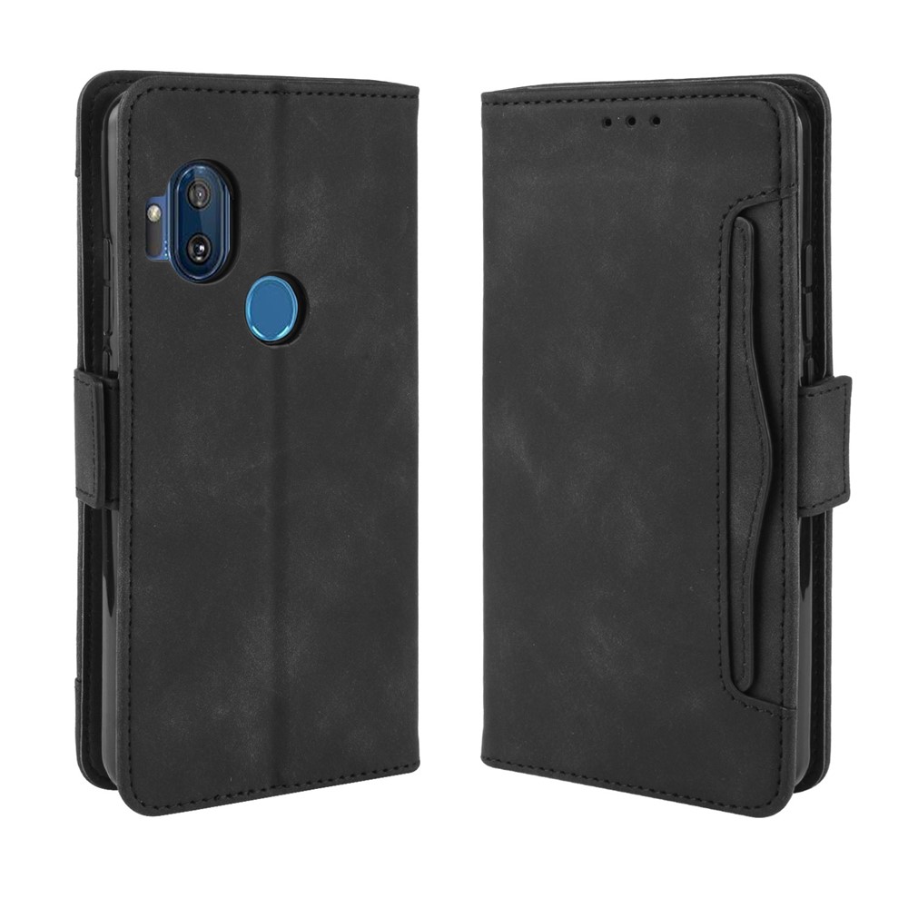 Wallet Multiple Card Slots Leather Stand Case for Motorola One Hyper - Black-2