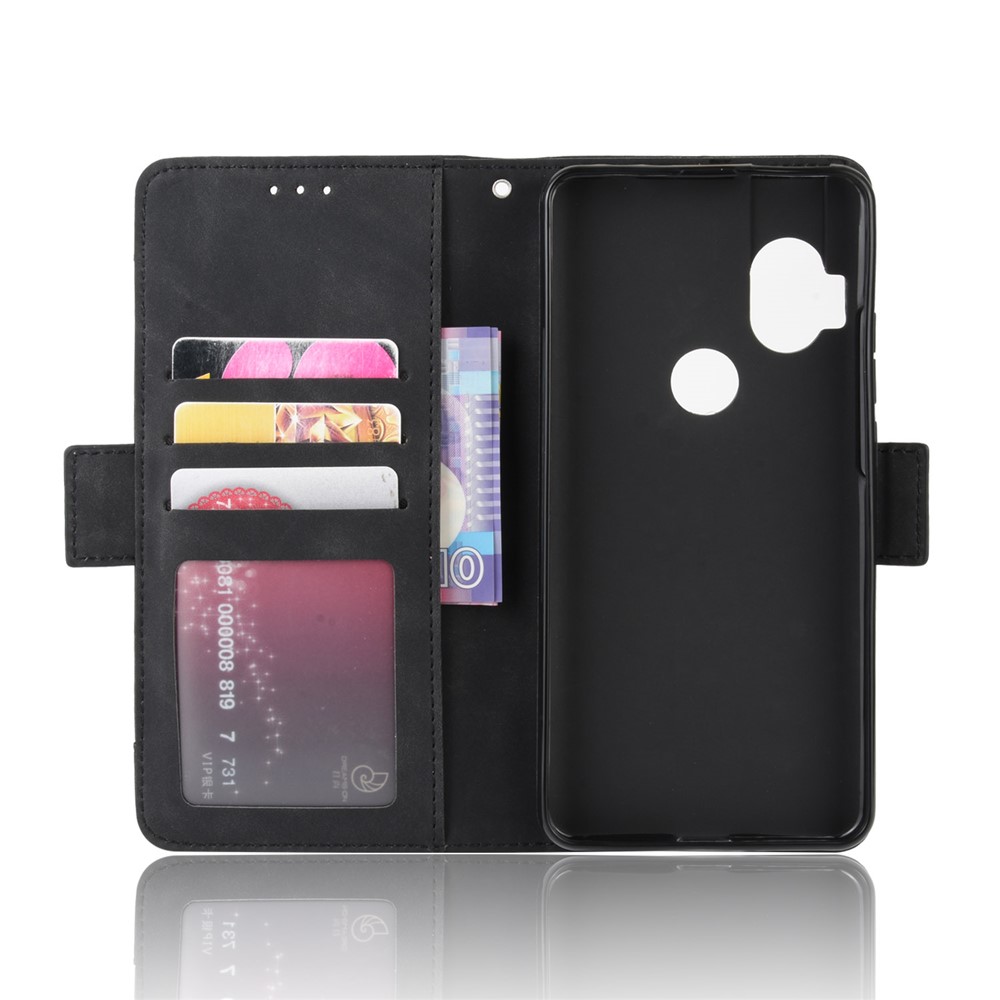 Wallet Multiple Card Slots Leather Stand Case for Motorola One Hyper - Black-5