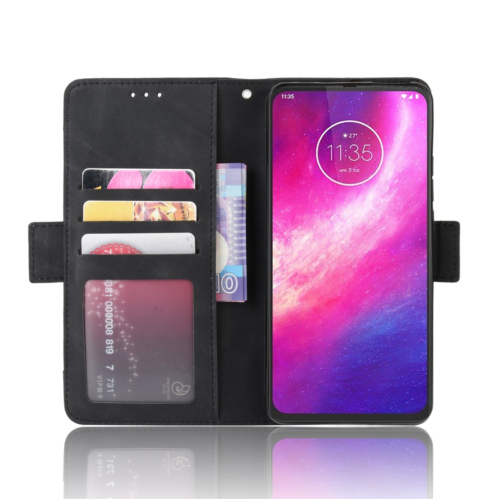 Wallet Multiple Card Slots Leather Stand Case for Motorola One Hyper - Black-6