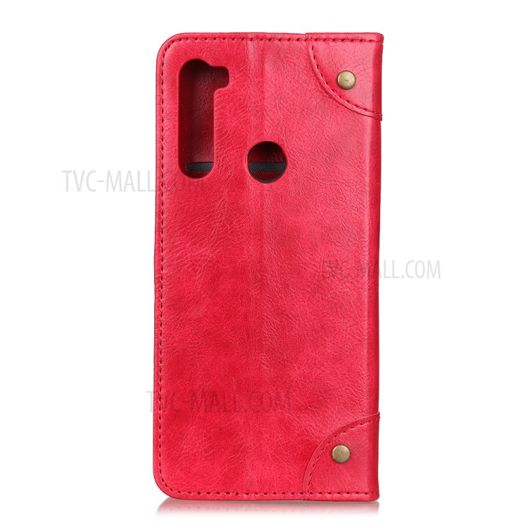 Crazy Horse Auto-absorbed Split Leather Wallet Phone Cover for Motorola Moto G8 Power - Red-7