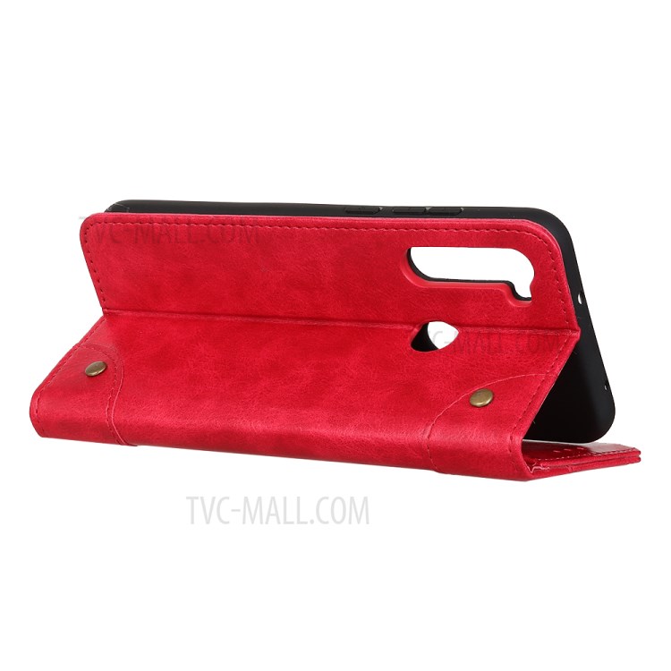 Crazy Horse Auto-absorbed Split Leather Wallet Phone Cover for Motorola Moto G8 Power - Red-8