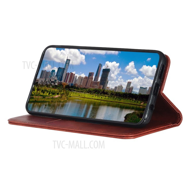 Auto-absorbed Litchi Texture Split Leather Phone Cover for Motorola Moto G8 Power - Brown-4