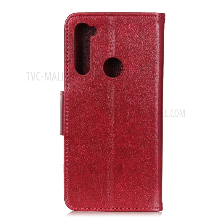 Nappa Texture Split Leather Wallet Stand Phone Case for Motorola Moto G8 Power - Red-10