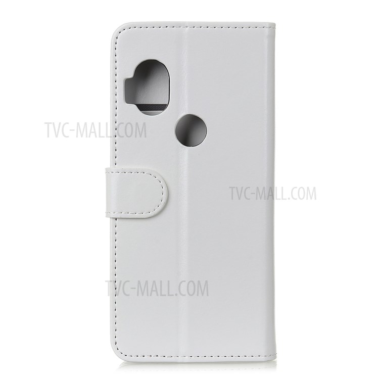 Crazy Horse Leather Wallet Protective Cover for Motorola One Hyper - White-5