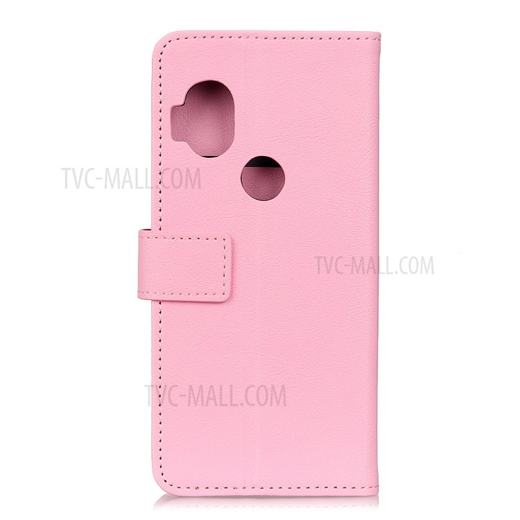 Wallet Stand PU Leather Phone Protector Cover for Motorola One Hyper - Pink-5