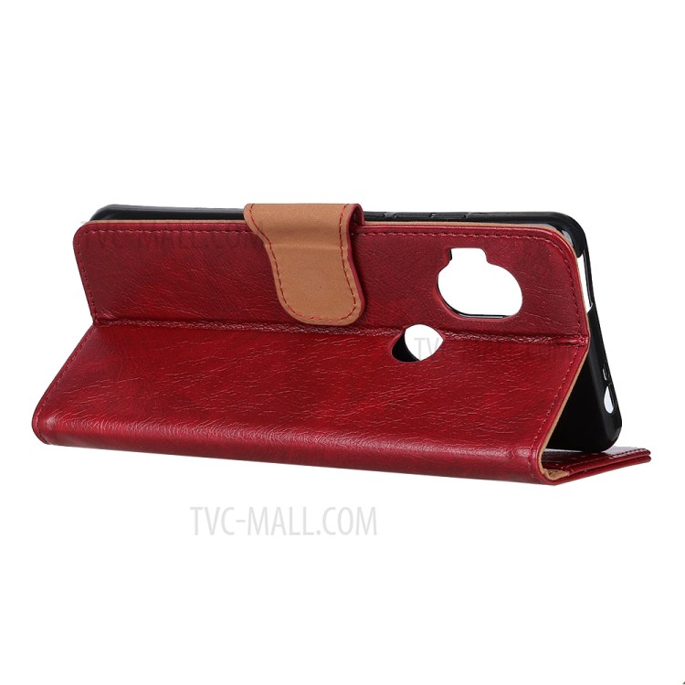Nappa Texture Split Leather Wallet Mobile Cover for Motorola One Hyper - Red-11