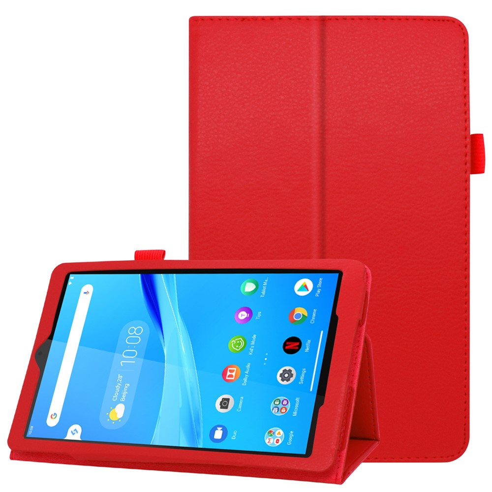 For Lenovo Tab M8/Tab M8 (2nd Gen) Litchi Texture Leather Case Tablet Cover - Red-1