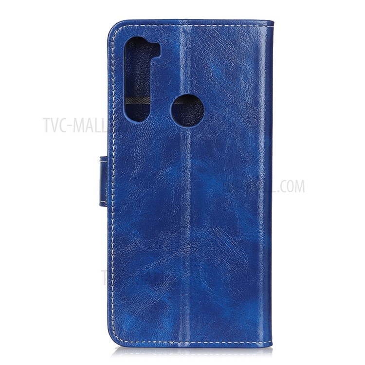 Crazy Horse Leather Wallet Stand Case for Motorola Moto G8 Power - Blue-7