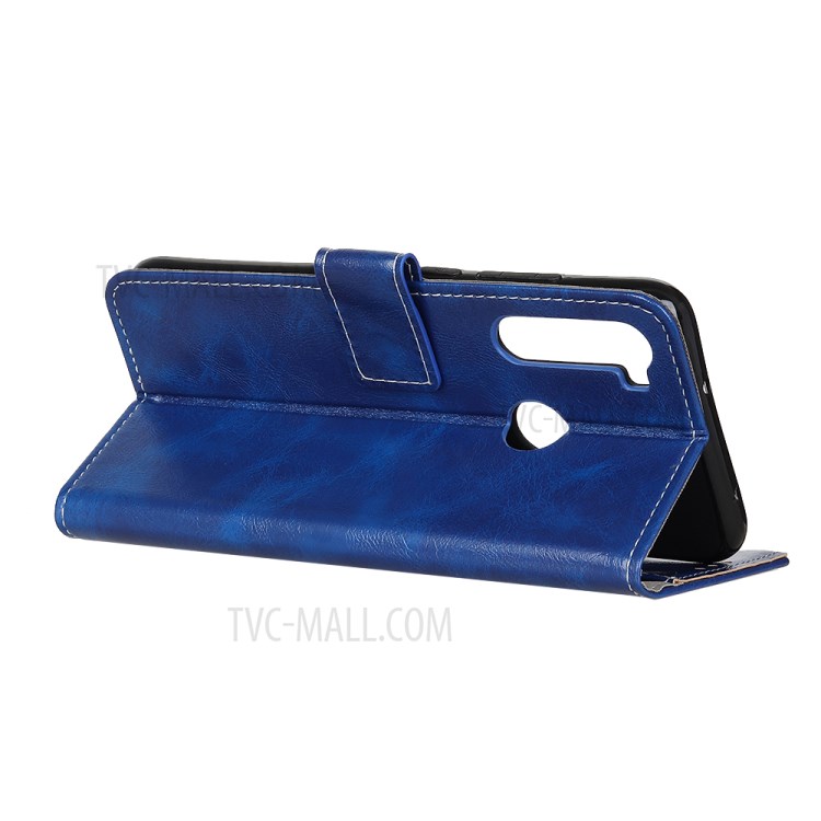 Crazy Horse Leather Wallet Stand Case for Motorola Moto G8 Power - Blue-8