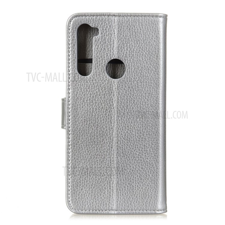 Litchi Skin Leather Wallet Stand Case for Motorola Moto G8 Power - Silver-7
