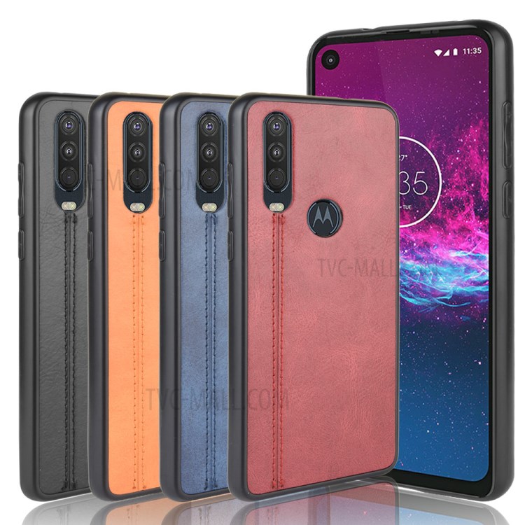 PU Leather Coated PC + TPU Hybrid Cover for Motorola One Action - Black-10