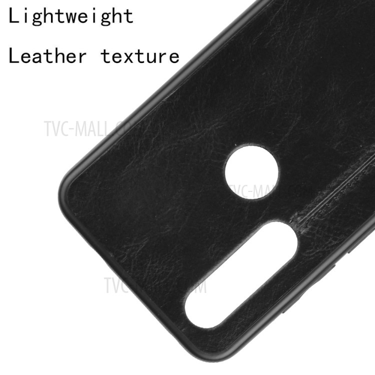 PU Leather Coated PC + TPU Hybrid Cover for Motorola One Action - Black-4